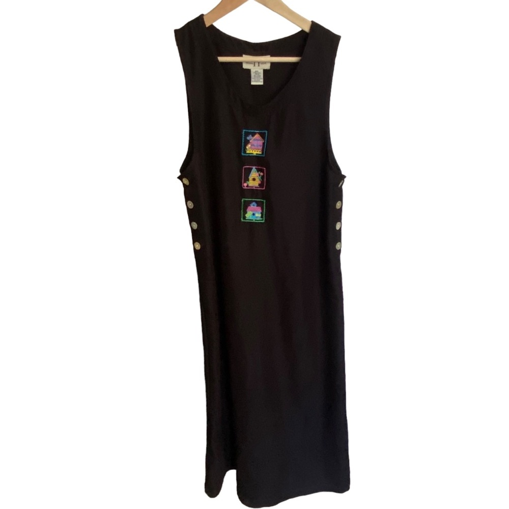 TY Original Wear Vintage Retro Black Bird House Dress Women’s 10 Petite